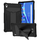 For Lenovo Tab M10 HD 2nd Gen TB-X306X T-shaped Bracket Contrast Color Shockproof PC + Silicone Flat Protective Case(Black)