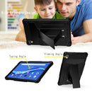 For Lenovo Tab M10 HD 2nd Gen TB-X306X T-shaped Bracket Contrast Color Shockproof PC + Silicone Flat Protective Case(Black)