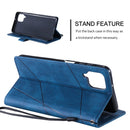 For Samsung Galaxy A12 Skin Feel Splicing Horizontal Flip Leather Case with Holder & Card Slots & Wallet & Photo Frame(Blue)