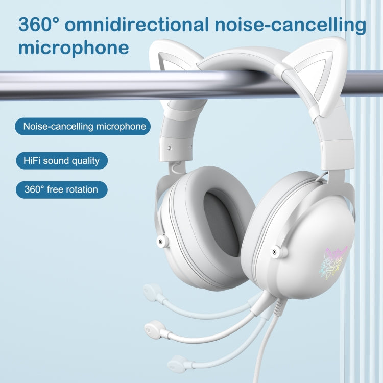 ONIKUMA X11 Cat Ear Design RGB LED Light Wired Gaming Headset with Mic (White)