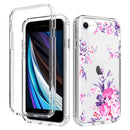 2 in 1 High Transparent Painted Shockproof PC + TPU Protective Case For iPhone SE 2022 / SE 2020 / 8 / 7(Rose Flower)