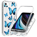 2 in 1 High Transparent Painted Shockproof PC + TPU Protective Case For iPhone SE 2022 / SE 2020 / 8 / 7(Blue Butterfly)