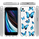 2 in 1 High Transparent Painted Shockproof PC + TPU Protective Case For iPhone SE 2022 / SE 2020 / 8 / 7(Blue Butterfly)