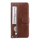 For Samsung Galaxy A02 / M02 (EU Version) Fashion Calf Texture Zipper Horizontal Flip Leather Case with Stand & Card Slots & Wallet(Brown)