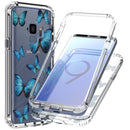 For Samsung Galaxy S9 2 in 1 High Transparent Painted Shockproof PC + TPU Protective Case(Blue Butterfly)