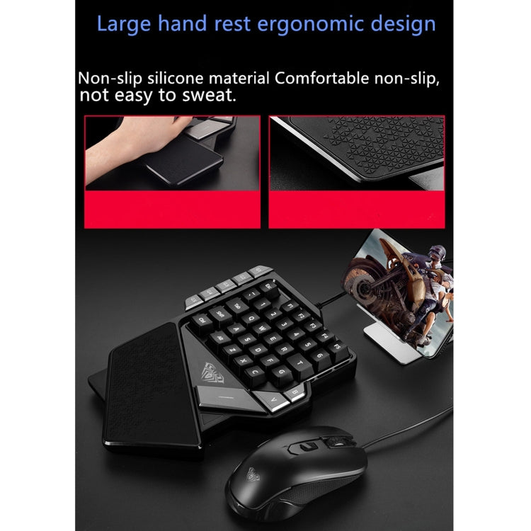 AULA K2 38 Keys 7 Colors Breathing Light One-hand Wired Gaming Keyboard(Black)