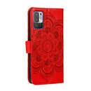 For Xiaomi Redmi Note 10 5G Mandala Embossing Pattern Horizontal Flip PU Leather Case with Holder & Card Slots & Wallet & Lanyard(Red)