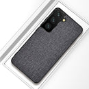 For Samsung Galaxy S21 FE Shockproof Cloth Texture PC + TPU Protective Case(Silver Ash)
