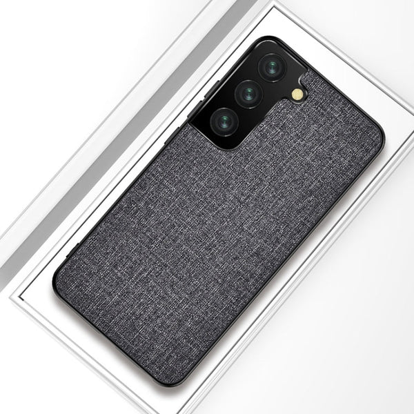 For Samsung Galaxy S21 FE Shockproof Cloth Texture PC + TPU Protective Case(Silver Ash)