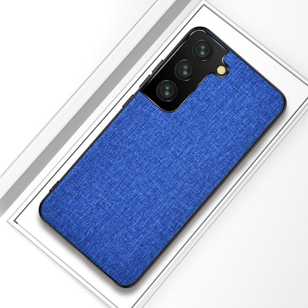 For Samsung Galaxy S21 FE Shockproof Cloth Texture PC + TPU Protective Case(Style Blue)
