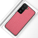 For Samsung Galaxy S21 FE Shockproof Cloth Texture PC + TPU Protective Case(Modern Pink)