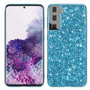 For Samsung Galaxy S21 FE Glitter Powder Shockproof TPU Protective Case(Blue)