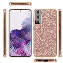 For Samsung Galaxy S21 FE Glitter Powder Shockproof TPU Protective Case(Blue)