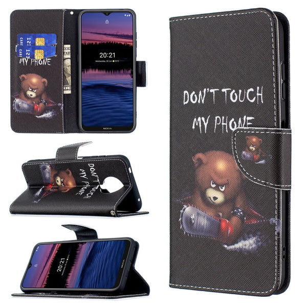 For Nokia G20 / G10 Colored Drawing Pattern Horizontal Flip Leather Case with Holder & Card Slots & Wallet(Bear)