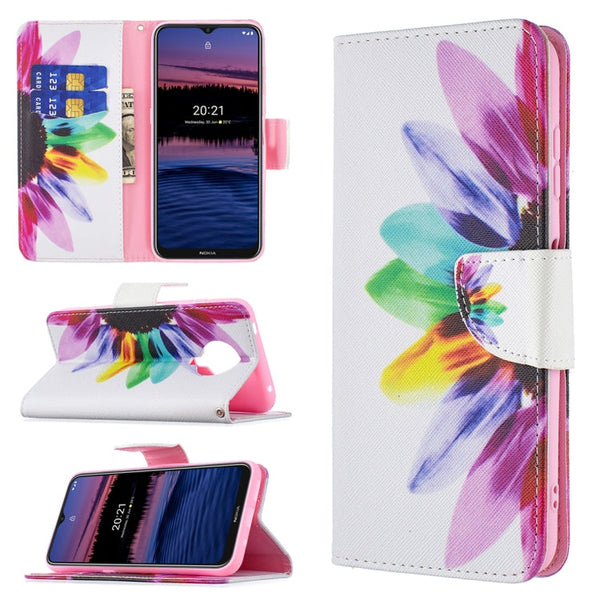 For Nokia G20 / G10 Colored Drawing Pattern Horizontal Flip Leather Case with Holder & Card Slots & Wallet(Sun Flower)