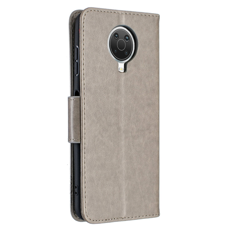 For Nokia G20 / G10 Embossing Two Butterflies Pattern Horizontal Flip PU Leather Case with Holder & Card Slot & Wallet & Lanyard(Grey)