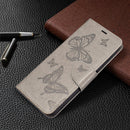 For Nokia G20 / G10 Embossing Two Butterflies Pattern Horizontal Flip PU Leather Case with Holder & Card Slot & Wallet & Lanyard(Grey)