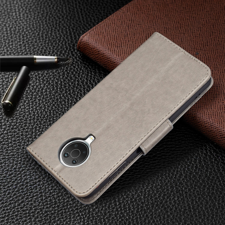 For Nokia G20 / G10 Embossing Two Butterflies Pattern Horizontal Flip PU Leather Case with Holder & Card Slot & Wallet & Lanyard(Grey)