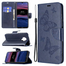 For Nokia G20 / G10 Embossing Two Butterflies Pattern Horizontal Flip PU Leather Case with Holder & Card Slot & Wallet & Lanyard(Dark Blue)