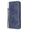 For Nokia G20 / G10 Embossing Two Butterflies Pattern Horizontal Flip PU Leather Case with Holder & Card Slot & Wallet & Lanyard(Dark Blue)