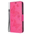 For Nokia G20 / G10 Embossing Two Butterflies Pattern Horizontal Flip PU Leather Case with Holder & Card Slot & Wallet & Lanyard(Rose Red)