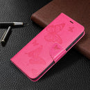 For Nokia G20 / G10 Embossing Two Butterflies Pattern Horizontal Flip PU Leather Case with Holder & Card Slot & Wallet & Lanyard(Rose Red)