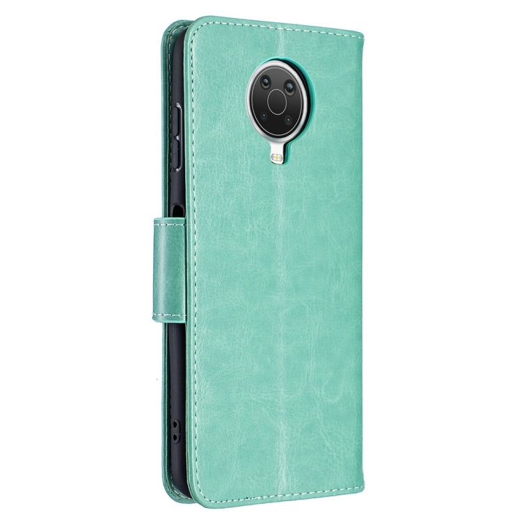 For Nokia G20 / G10 Embossing Two Butterflies Pattern Horizontal Flip PU Leather Case with Holder & Card Slot & Wallet & Lanyard(Green)