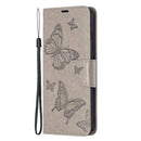 For Nokia 1.4 Embossing Two Butterflies Pattern Horizontal Flip PU Leather Case with Holder & Card Slot & Wallet & Lanyard(Grey)