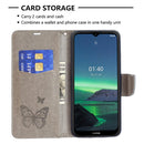 For Nokia 1.4 Embossing Two Butterflies Pattern Horizontal Flip PU Leather Case with Holder & Card Slot & Wallet & Lanyard(Grey)