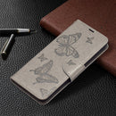 For Nokia 1.4 Embossing Two Butterflies Pattern Horizontal Flip PU Leather Case with Holder & Card Slot & Wallet & Lanyard(Grey)