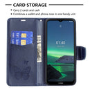For Nokia 1.4 Embossing Two Butterflies Pattern Horizontal Flip PU Leather Case with Holder & Card Slot & Wallet & Lanyard(Dark Blue)