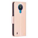 For Nokia 1.4 Embossing Two Butterflies Pattern Horizontal Flip PU Leather Case with Holder & Card Slot & Wallet & Lanyard(Rose Gold)
