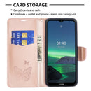 For Nokia 1.4 Embossing Two Butterflies Pattern Horizontal Flip PU Leather Case with Holder & Card Slot & Wallet & Lanyard(Rose Gold)