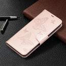 For Nokia 1.4 Embossing Two Butterflies Pattern Horizontal Flip PU Leather Case with Holder & Card Slot & Wallet & Lanyard(Rose Gold)