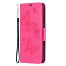 For Nokia 1.4 Embossing Two Butterflies Pattern Horizontal Flip PU Leather Case with Holder & Card Slot & Wallet & Lanyard(Rose Red)