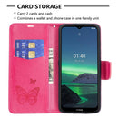 For Nokia 1.4 Embossing Two Butterflies Pattern Horizontal Flip PU Leather Case with Holder & Card Slot & Wallet & Lanyard(Rose Red)