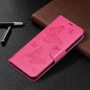 For Nokia 1.4 Embossing Two Butterflies Pattern Horizontal Flip PU Leather Case with Holder & Card Slot & Wallet & Lanyard(Rose Red)