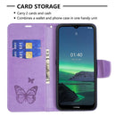 For Nokia 1.4 Embossing Two Butterflies Pattern Horizontal Flip PU Leather Case with Holder & Card Slot & Wallet & Lanyard(Purple)