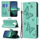 For Nokia 1.4 Embossing Two Butterflies Pattern Horizontal Flip PU Leather Case with Holder & Card Slot & Wallet & Lanyard(Green)