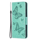 For Nokia 1.4 Embossing Two Butterflies Pattern Horizontal Flip PU Leather Case with Holder & Card Slot & Wallet & Lanyard(Green)