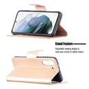 For Samsung Galaxy S21 FE Embossing Two Butterflies Pattern Horizontal Flip PU Leather Case with Holder & Card Slot & Wallet & Lanyard(Rose Gold)