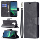 For Nokia 1.4 Retro Lambskin Texture Pure Color Horizontal Flip PU Leather Case with Holder & Card Slots & Wallet & Lanyard(Black)