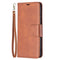 For Samsung Galaxy S21 FE Retro Lambskin Texture Pure Color Horizontal Flip PU Leather Case with Holder & Card Slots & Wallet & Lanyard(Brown)