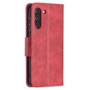 For Samsung Galaxy S21 FE Retro Lambskin Texture Pure Color Horizontal Flip PU Leather Case with Holder & Card Slots & Wallet & Lanyard(Red)