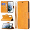 For Samsung Galaxy S21 FE Retro Lambskin Texture Pure Color Horizontal Flip PU Leather Case with Holder & Card Slots & Wallet & Lanyard(Yellow)