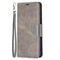 For Samsung Galaxy S21 FE Retro Lambskin Texture Pure Color Horizontal Flip PU Leather Case with Holder & Card Slots & Wallet & Lanyard(Grey)