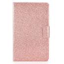 For Samsung Galaxy Tab A7 Lite T220 Glitter Horizontal Flip Leather Case with Holder & Card Slots(Rose Gold)