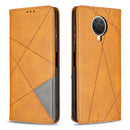 For Nokia G20 / G10 Rhombus Texture Horizontal Flip Magnetic Leather Case with Holder & Card Slots & Wallet(Yellow)