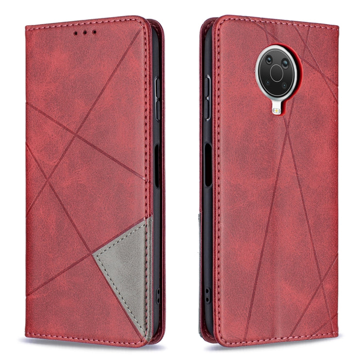 For Nokia G20 / G10 Rhombus Texture Horizontal Flip Magnetic Leather Case with Holder & Card Slots & Wallet(Red)