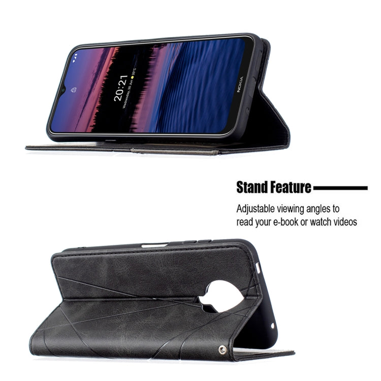 For Nokia G20 / G10 Rhombus Texture Horizontal Flip Magnetic Leather Case with Holder & Card Slots & Wallet(Black)